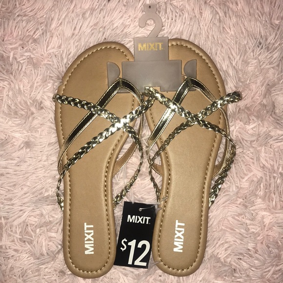 Shoes - Gold Straps Flip Flops